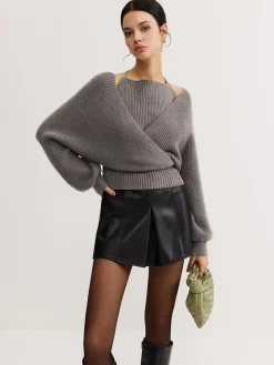 Hot 2 in 1 Bat Sleeve Halter Knit Top Sweater Tops|Sweaters & Cardigans