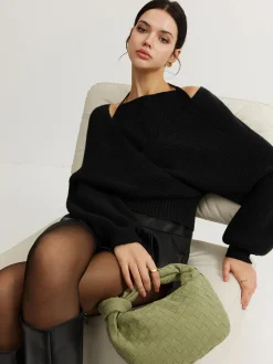 Hot 2 in 1 Bat Sleeve Halter Knit Top Sweater Tops|Sweaters & Cardigans