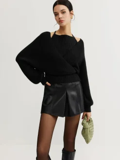 Hot 2 in 1 Bat Sleeve Halter Knit Top Sweater Tops|Sweaters & Cardigans