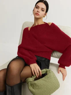 Hot 2 in 1 Bat Sleeve Halter Knit Top Sweater Tops|Sweaters & Cardigans