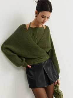Hot 2 in 1 Bat Sleeve Halter Knit Top Sweater Tops|Sweaters & Cardigans