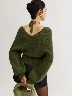 Hot 2 in 1 Bat Sleeve Halter Knit Top Sweater Tops|Sweaters & Cardigans