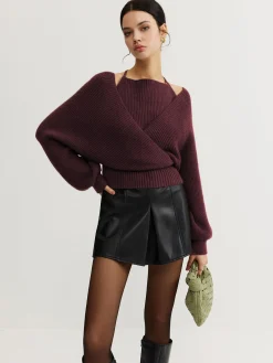 Hot 2 in 1 Bat Sleeve Halter Knit Top Sweater Tops|Sweaters & Cardigans