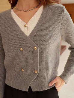 Clearance 2 in 1 Breasted Short Cardigan Cardigans|Sweaters & Cardigans