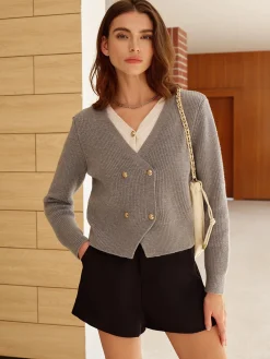 Clearance 2 in 1 Breasted Short Cardigan Cardigans|Sweaters & Cardigans