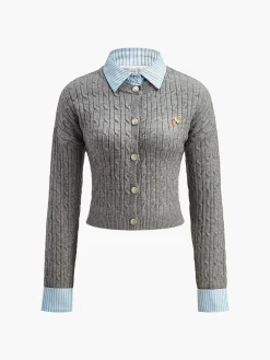 Outlet 2 in 1 Button Knit Top Sweater Tops|Sweaters & Cardigans