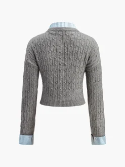 Outlet 2 in 1 Button Knit Top Sweater Tops|Sweaters & Cardigans