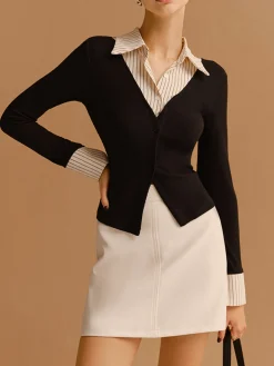 Outlet 2 in 1 Button Split Lapel Blouse Blouses & Shirts|Tops