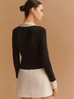 Outlet 2 in 1 Button Split Lapel Blouse Blouses & Shirts|Tops