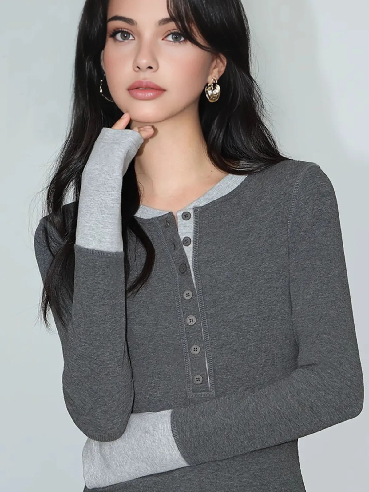 Sale 2 in 1 Color Block Jersey Top T-shirts|Tops