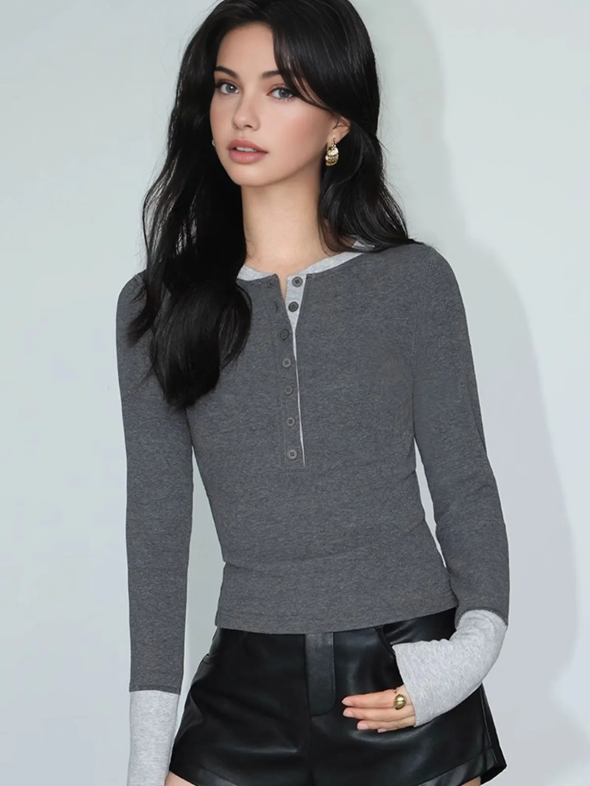Sale 2 in 1 Color Block Jersey Top T-shirts|Tops