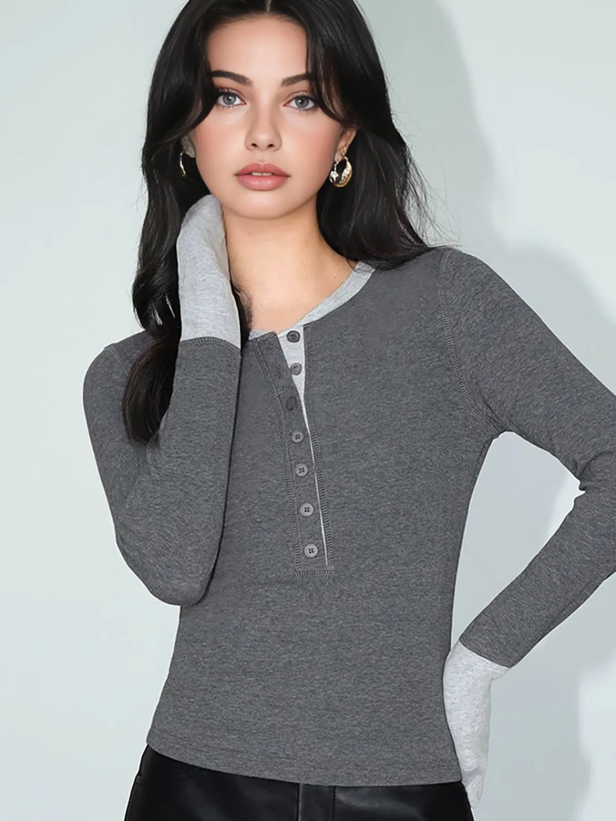 Sale 2 in 1 Color Block Jersey Top T-shirts|Tops