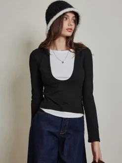 Discount 2 in 1 Color Block Jersey Top T-shirts|Tops