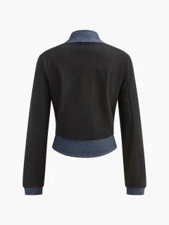 2 in 1 Denim Panel Polo Blouse Blouses & Shirts|Denim