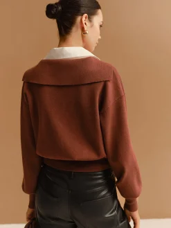 Best 2 in 1 Lapel Cinched Sweater Knitwear|Tops