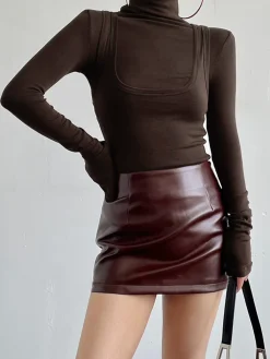Online 2 in 1 Mock Neck Jersey Top T-shirts|Tops