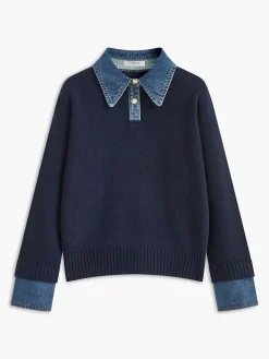 New 2 in 1 Panel Lapel Sweater Knitwear|Tops
