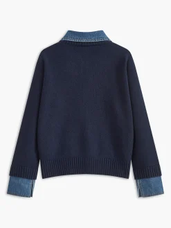 New 2 in 1 Panel Lapel Sweater Knitwear|Tops