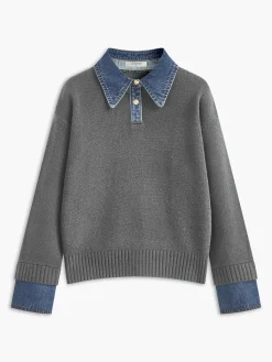 New 2 in 1 Panel Lapel Sweater Knitwear|Tops