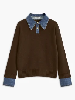 New 2 in 1 Panel Lapel Sweater Knitwear|Tops
