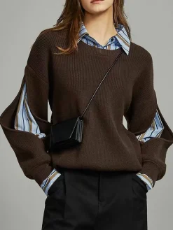 2 in 1 Ribbed Cutout Sweater Sweater Tops|Sweaters & Cardigans