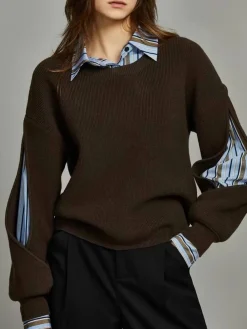 2 in 1 Ribbed Cutout Sweater Sweater Tops|Sweaters & Cardigans