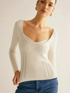 2 in 1 Ribbed Skinny Knit Top Sweater Tops|Sweaters & Cardigans