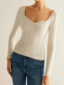 2 in 1 Ribbed Skinny Knit Top Sweater Tops|Sweaters & Cardigans