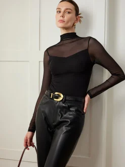 Clearance 2 in 1 Sheer Panel Blouse Blouses & Shirts|Tops