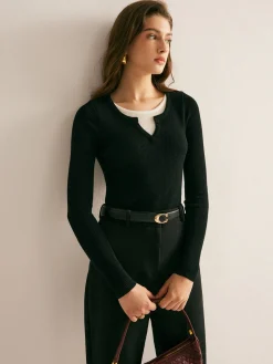 Sale 2 in 1 Slim Knit Top Sweater Tops|Sweaters & Cardigans