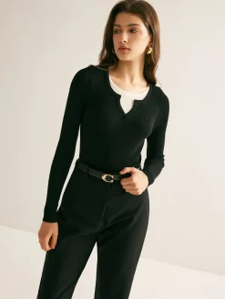 Sale 2 in 1 Slim Knit Top Sweater Tops|Sweaters & Cardigans