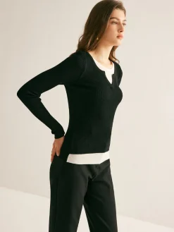 Sale 2 in 1 Slim Knit Top Sweater Tops|Sweaters & Cardigans
