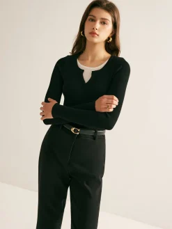 Sale 2 in 1 Slim Knit Top Sweater Tops|Sweaters & Cardigans