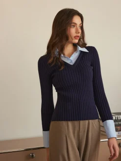 Outlet 2 in 1 Slim Polo Sweater Sweater Tops|Sweaters & Cardigans