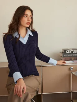 Outlet 2 in 1 Slim Polo Sweater Sweater Tops|Sweaters & Cardigans