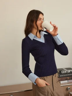 Outlet 2 in 1 Slim Polo Sweater Sweater Tops|Sweaters & Cardigans