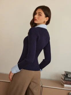 Outlet 2 in 1 Slim Polo Sweater Sweater Tops|Sweaters & Cardigans