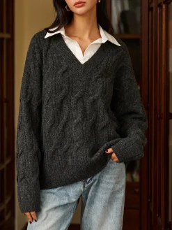 2 in 1 Twist Polo Sweater Sweater Tops|Sweaters & Cardigans