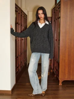 2 in 1 Twist Polo Sweater Sweater Tops|Sweaters & Cardigans