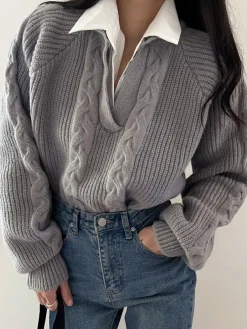 Outlet 2 in 1 Twist Polo Sweater Sweater Tops|Sweaters & Cardigans