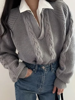 Outlet 2 in 1 Twist Polo Sweater Sweater Tops|Sweaters & Cardigans
