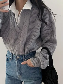Outlet 2 in 1 Twist Polo Sweater Sweater Tops|Sweaters & Cardigans