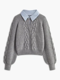 Sale 2 in 1 Twist Polo Sweater Sweater Tops|Sweaters & Cardigans