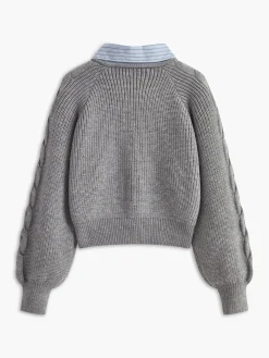 Sale 2 in 1 Twist Polo Sweater Sweater Tops|Sweaters & Cardigans