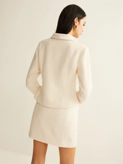 Sale 3/4 Length Sleeve Tweed Blazer Outerwear|Blazers