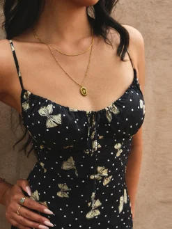 New A Line Floral Dress Black Dresses|Casual Dresses