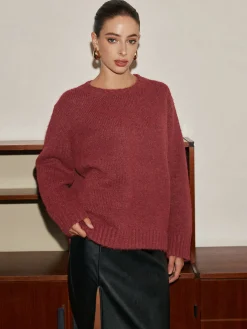 New Adjustable Scarf Wool-Blend Sweater Sweater Tops|Sweaters & Cardigans