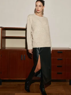 New Adjustable Scarf Wool-Blend Sweater Sweater Tops|Sweaters & Cardigans