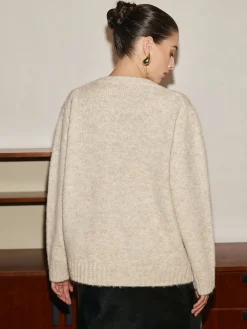 New Adjustable Scarf Wool-Blend Sweater Sweater Tops|Sweaters & Cardigans
