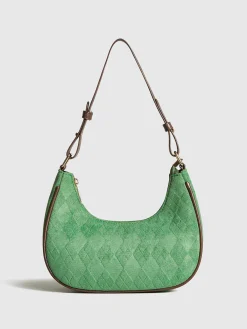 New Adjustable Strap Rhombic-Pattern Crescent Bag Bags|Accessories